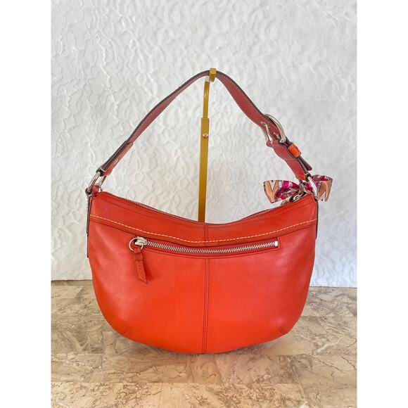 Coach Ergo Pleated hobo/soho red-orange Leather Shoulder Bag F13730 - Picture 3 of 14
